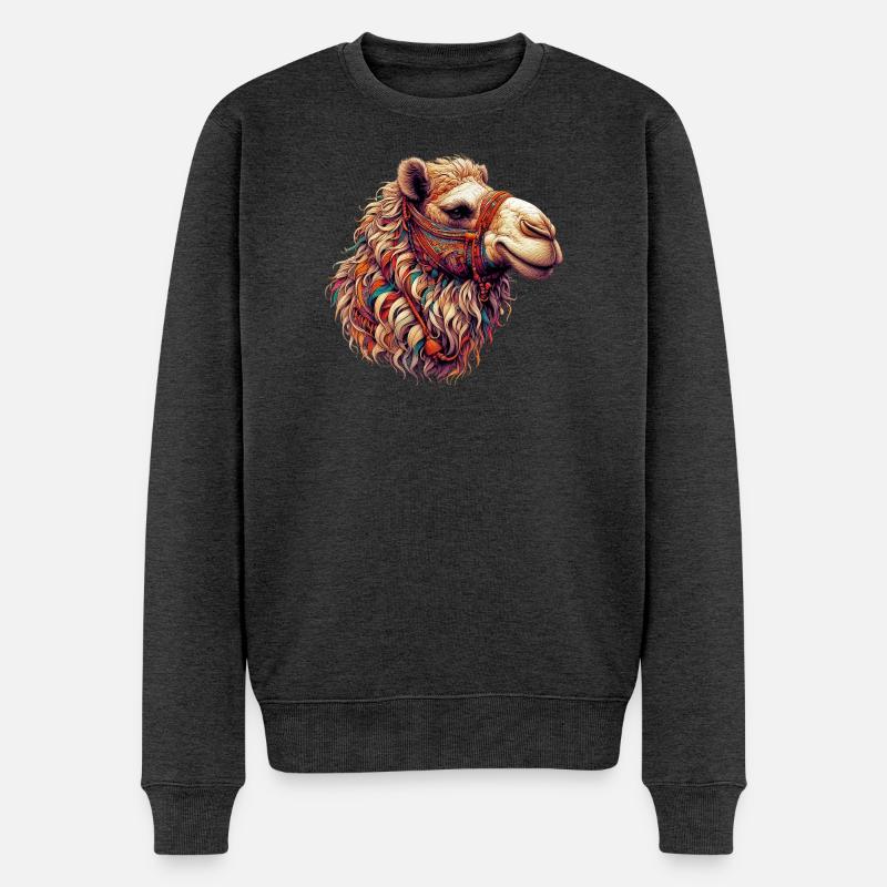Kamel - Männer Premium Bio Pullover - Anthrazit meliert