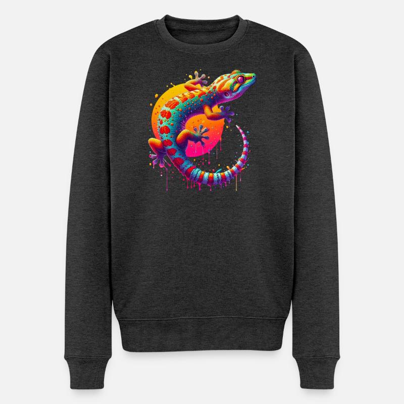 Gecko - Männer Premium Bio Pullover - Anthrazit meliert