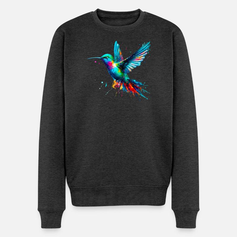 Kolibri - Männer Premium Bio Pullover - Anthrazit meliert