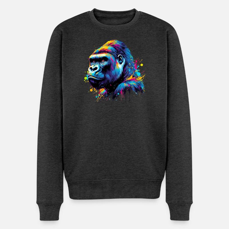 Gorilla - Männer Premium Bio Pullover - Anthrazit meliert