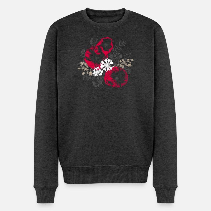 Coquelicots Bleuets Fleurs sauvages - Pull Premium bio Homme - anthracite chiné