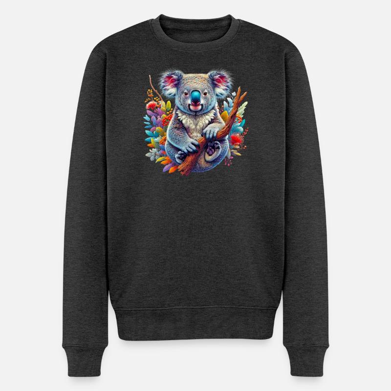 Koala - Männer Premium Bio Pullover - Anthrazit meliert