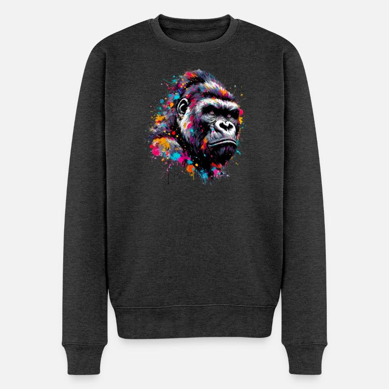 Gorilla - Männer Premium Bio Pullover - Anthrazit meliert