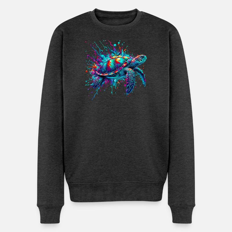Schildkröte - Männer Premium Bio Pullover - Anthrazit meliert