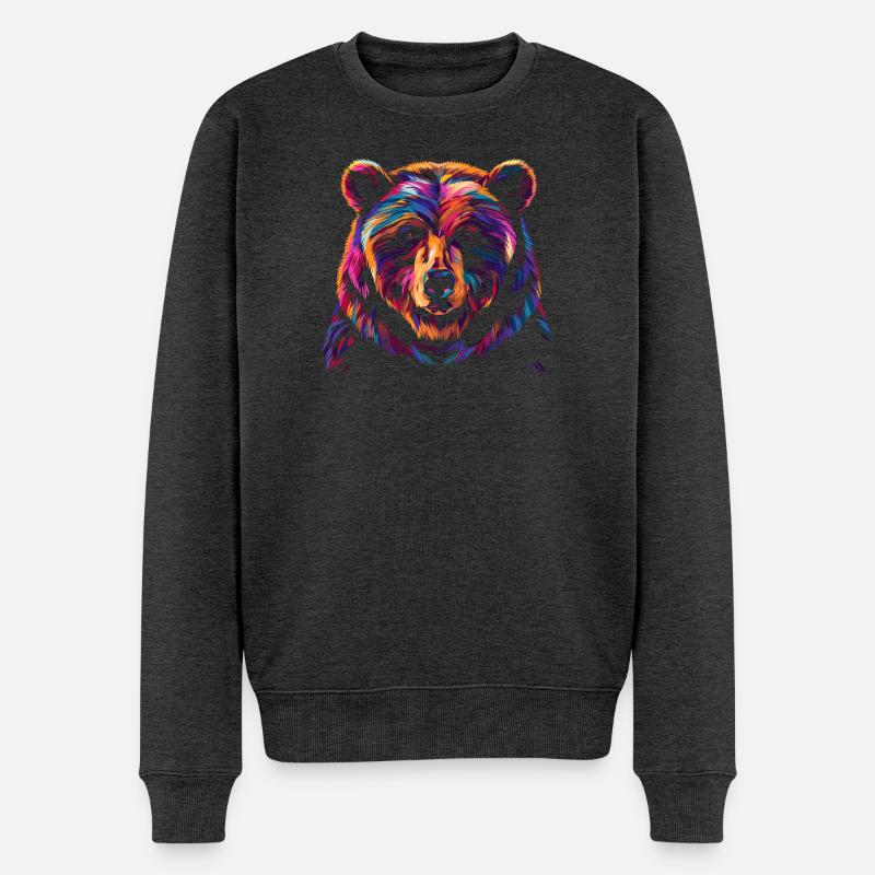 Bunte Bär Illustration - Männer Premium Bio Pullover - Anthrazit meliert