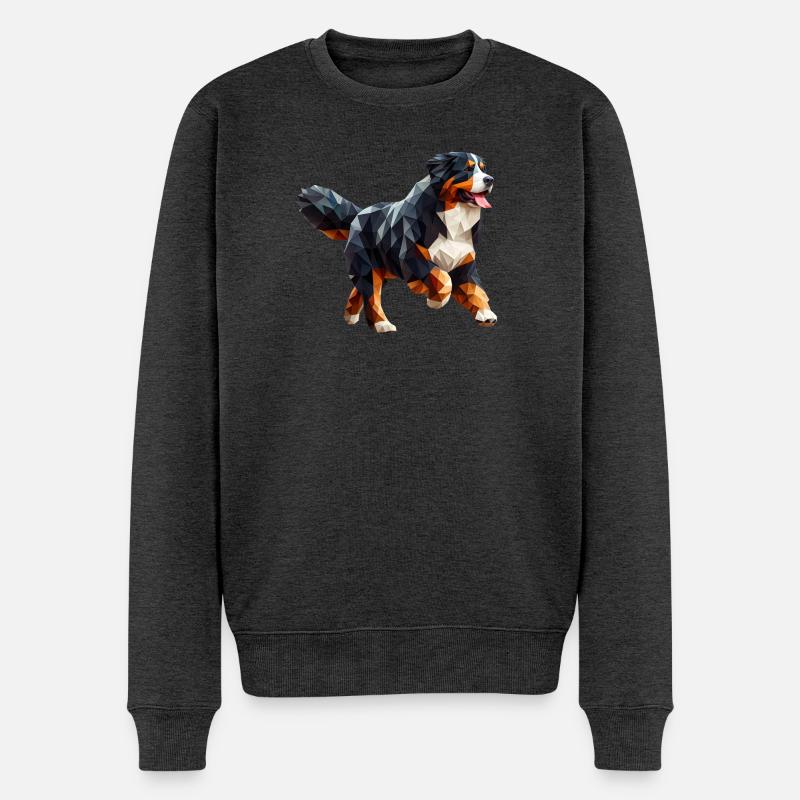 Berner Sennenhund Origami 3D Geometrisch - Männer Premium Bio Pullover - Anthrazit meliert