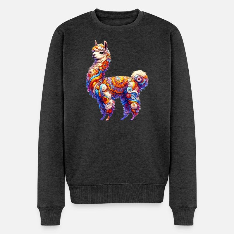 Alpaka - Männer Premium Bio Pullover - Anthrazit meliert