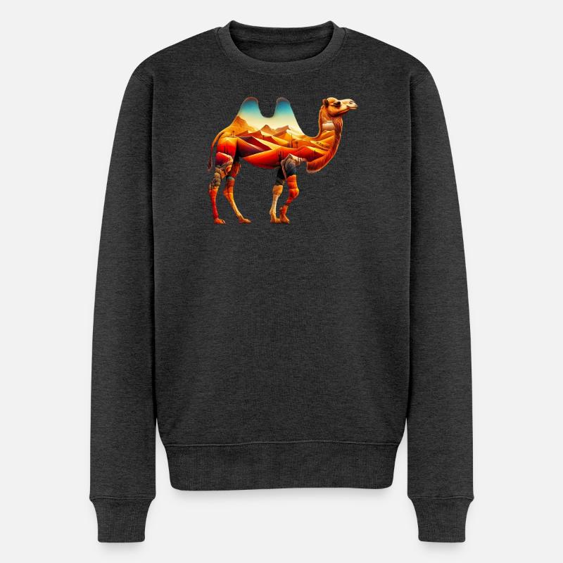 Kamel - Männer Premium Bio Pullover - Anthrazit meliert