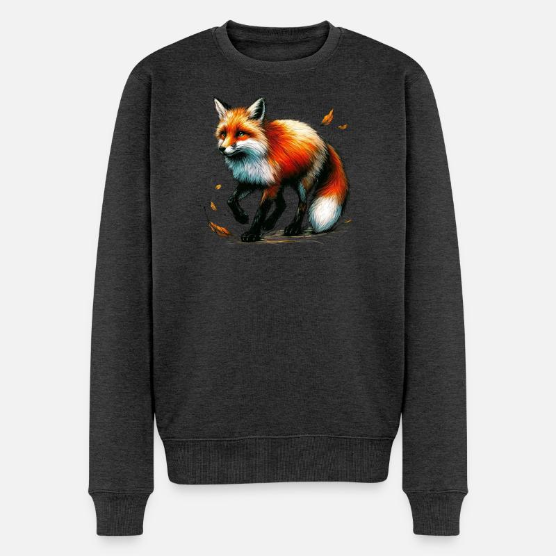 Fuchs - Männer Premium Bio Pullover - Anthrazit meliert