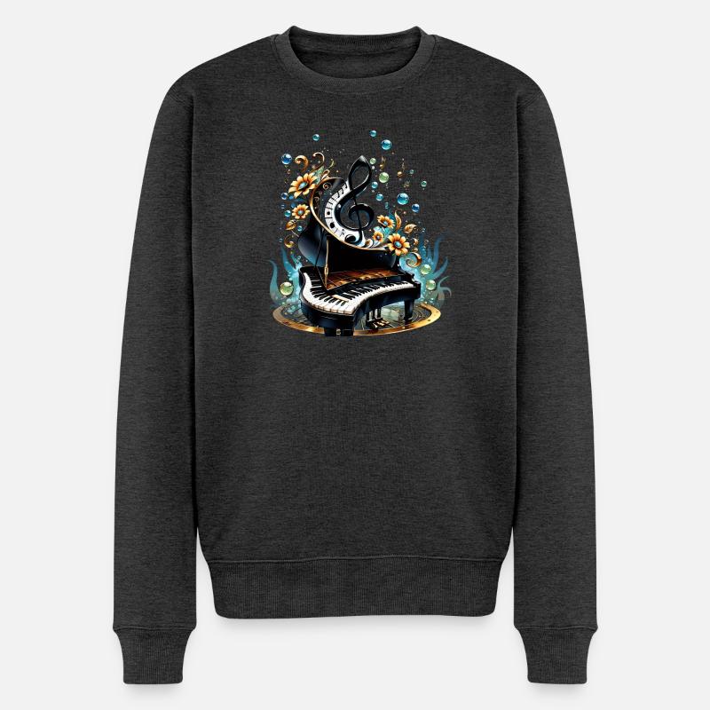 Wunderschönes geschwungenes Fantasy-Klavier - Männer Premium Bio Pullover - Anthrazit meliert