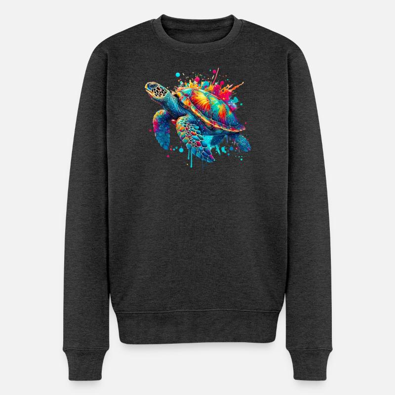 Schildkröte - Männer Premium Bio Pullover - Anthrazit meliert