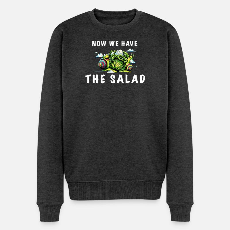 denglisch spruch now we have the salad schnecke - Männer Premium Bio Pullover - Anthrazit meliert