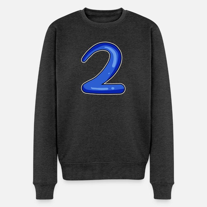 Deux - 2 - Nombre - Pull Premium bio Homme - anthracite chiné