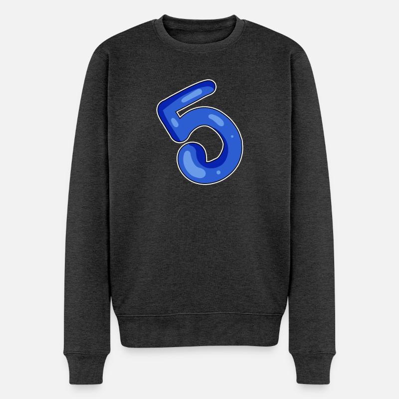 5 Blau - Männer Premium Bio Pullover - Anthrazit meliert