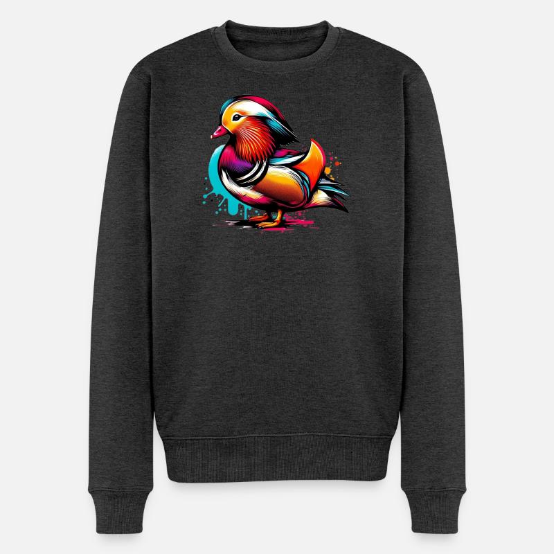 Mandarinente - Männer Premium Bio Pullover - Anthrazit meliert