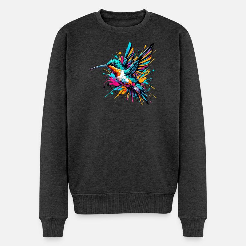 Kolibri - Männer Premium Bio Pullover - Anthrazit meliert