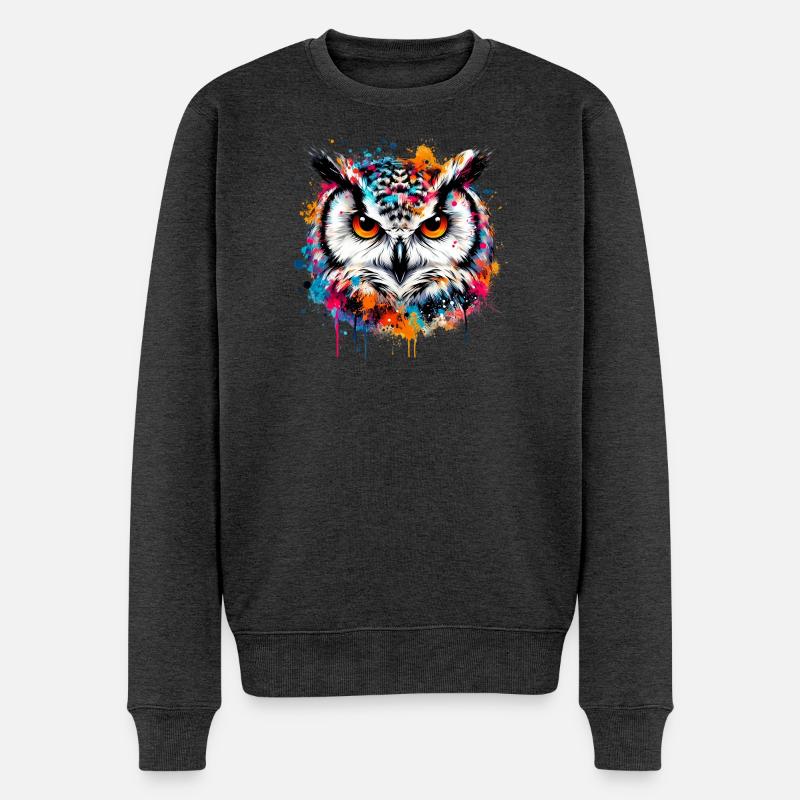 Hibou - Pull Premium bio Homme - anthracite chiné