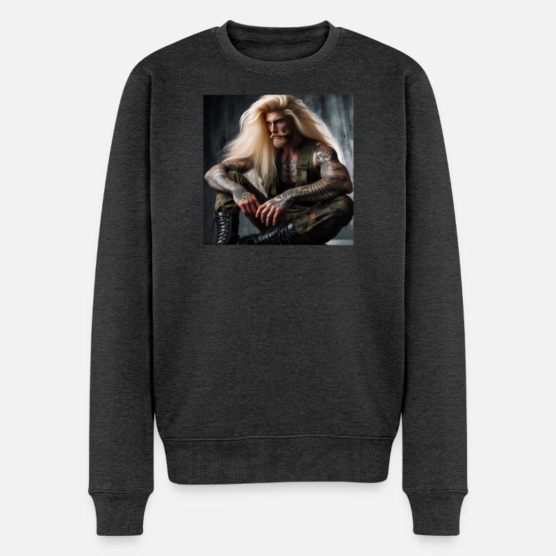 Militärisch schwer - Männer Premium Bio Pullover - Anthrazit meliert