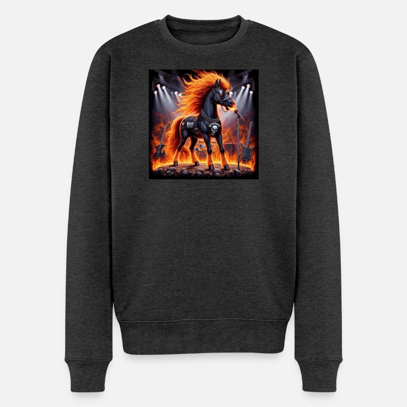 Metall-Pferd - Männer Premium Bio Pullover - Anthrazit meliert