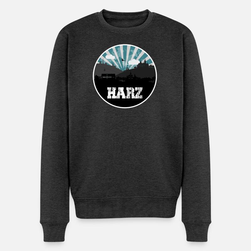 Harz Blue Hour Skyline - Männer Premium Bio Pullover - Anthrazit meliert
