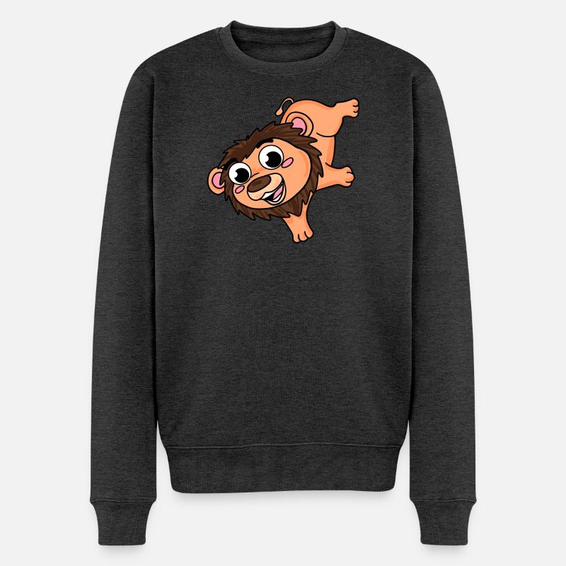 Kleiner Löwe - Männer Premium Bio Pullover - Anthrazit meliert
