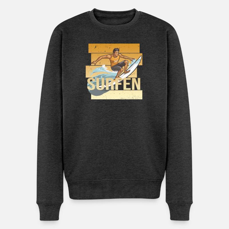 Surfen - Männer Premium Bio Pullover - Anthrazit meliert