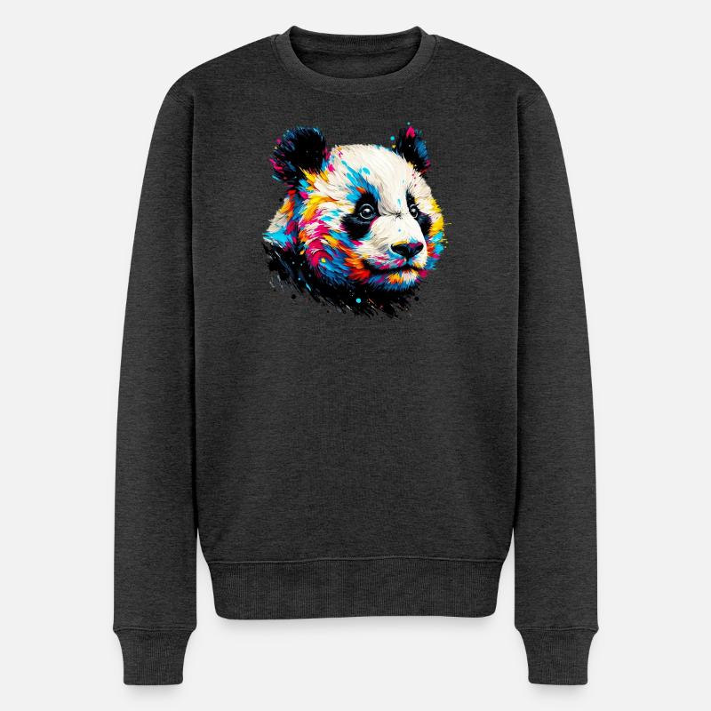 Panda - Männer Premium Bio Pullover - Anthrazit meliert