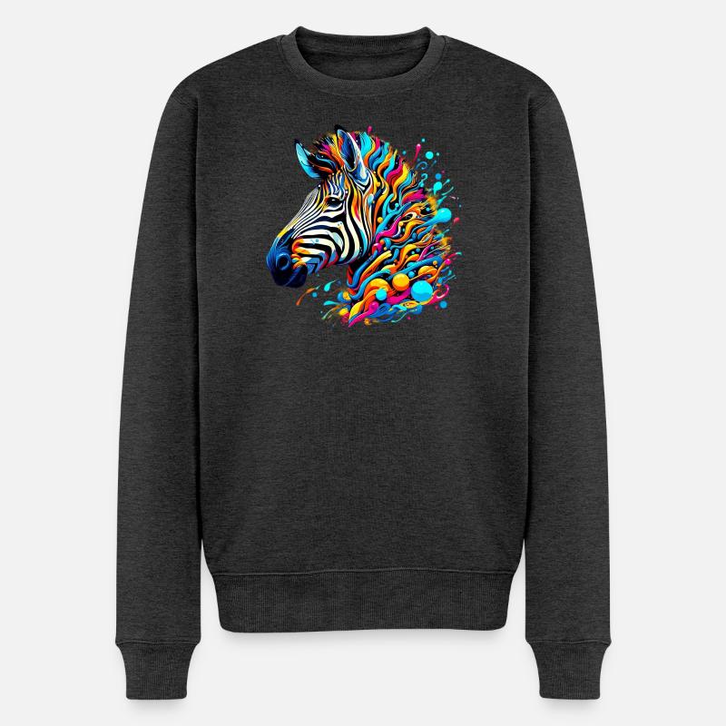 Zebra - Männer Premium Bio Pullover - Anthrazit meliert