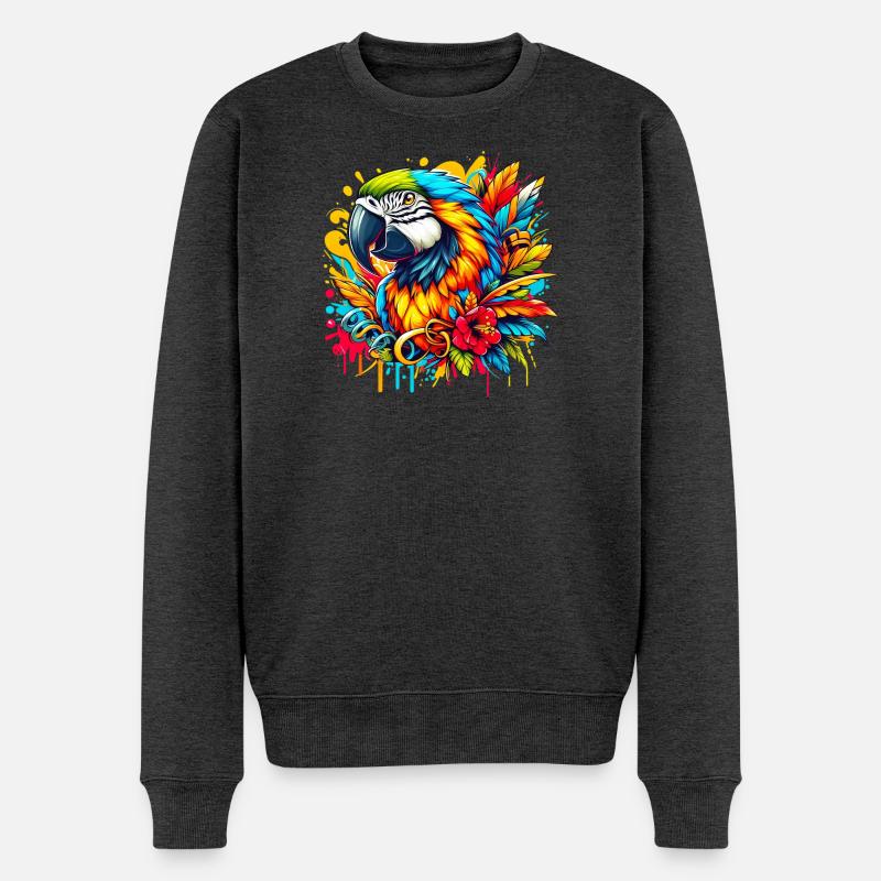Papagei - Männer Premium Bio Pullover - Anthrazit meliert