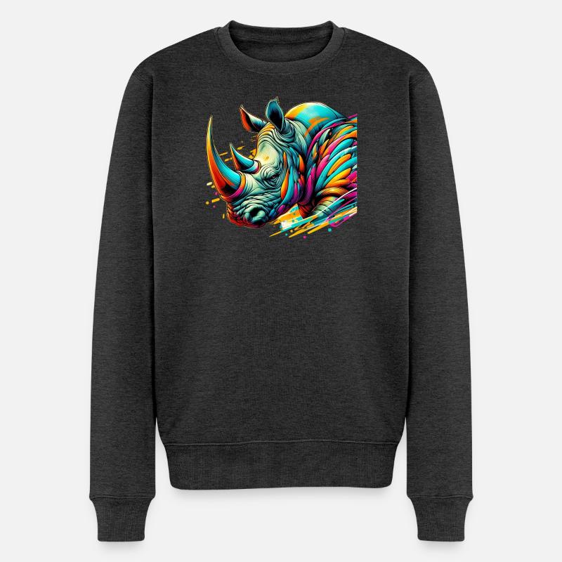 Nashorn - Männer Premium Bio Pullover - Anthrazit meliert