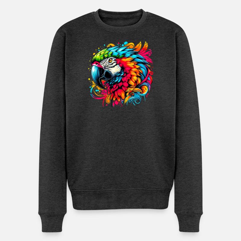 Papagei - Männer Premium Bio Pullover - Anthrazit meliert