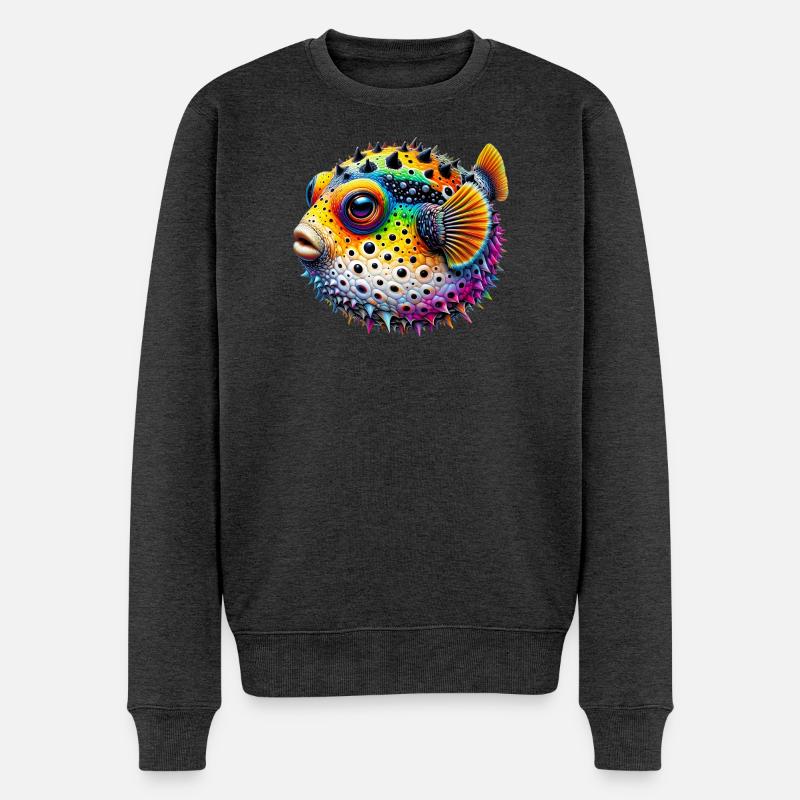 Kugelfisch - Männer Premium Bio Pullover - Anthrazit meliert