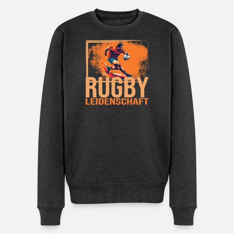 Rugby Leidenschaft - Männer Premium Bio Pullover - Anthrazit meliert