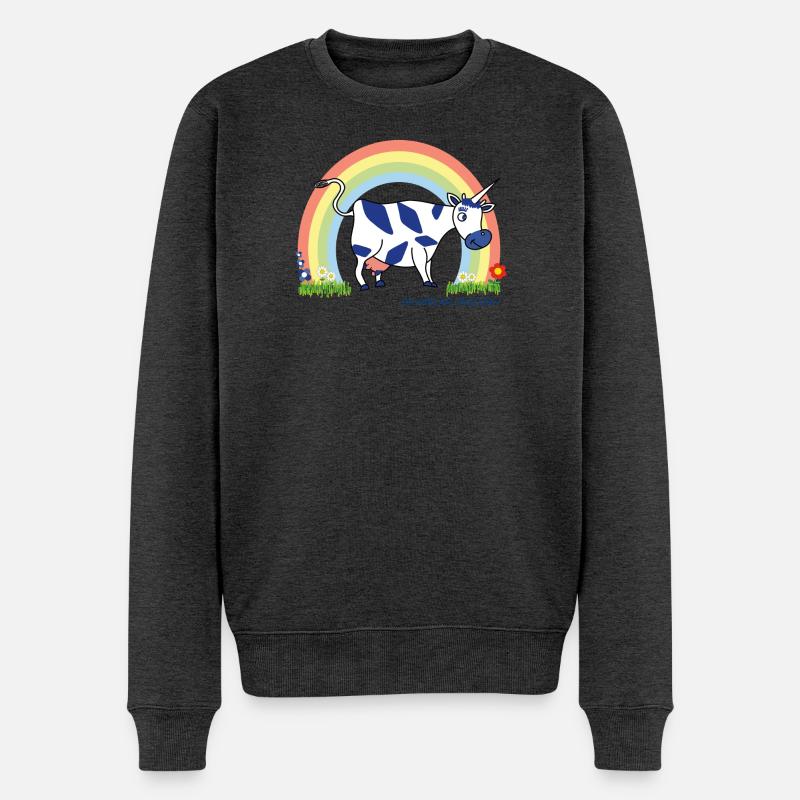 BAVARIAN UNICORN - Regenbogen - Männer Premium Bio Pullover - Anthrazit meliert