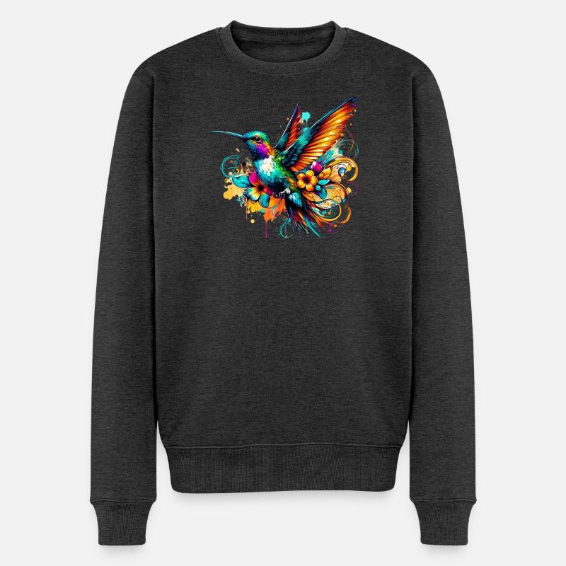 Kolibri - Männer Premium Bio Pullover - Anthrazit meliert