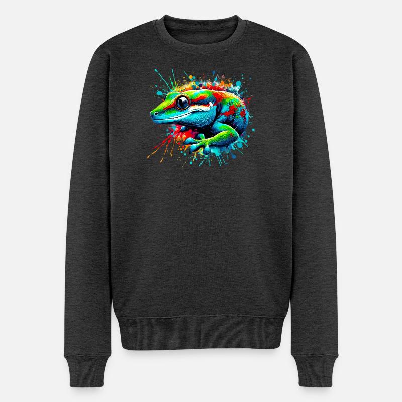 Gecko - Männer Premium Bio Pullover - Anthrazit meliert