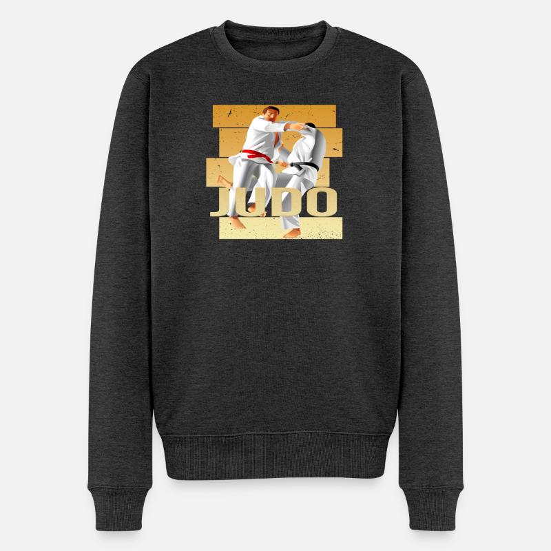 Judo - Männer Premium Bio Pullover - Anthrazit meliert