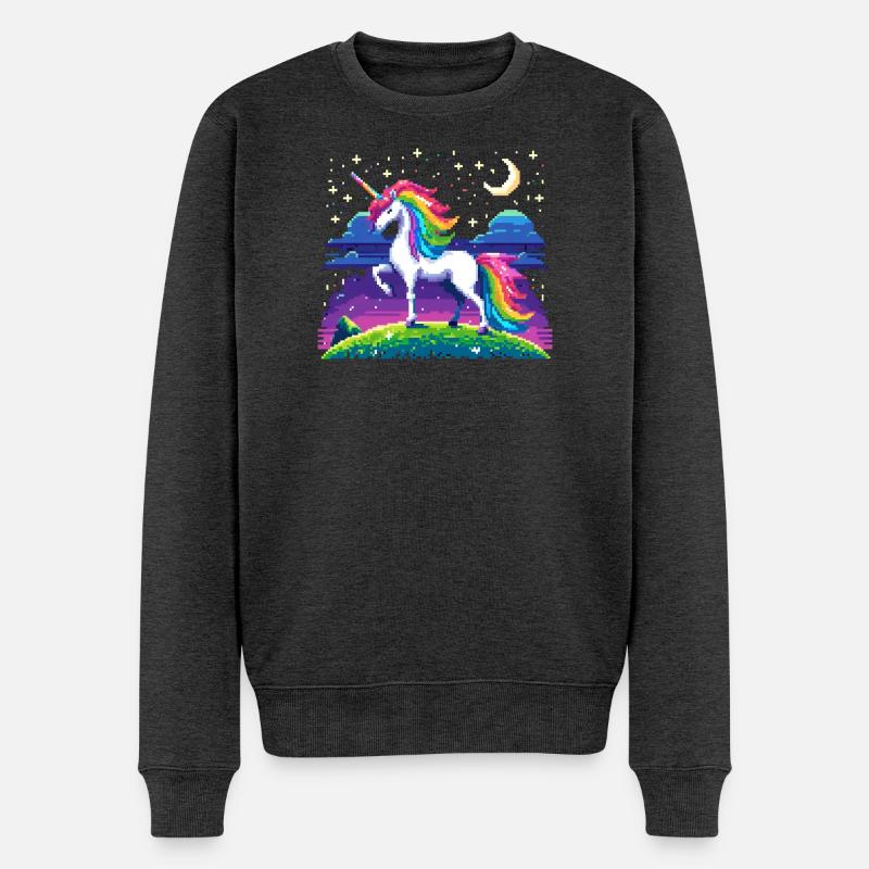 Zauberwelt des Einhorns - Männer Premium Bio Pullover - Anthrazit meliert