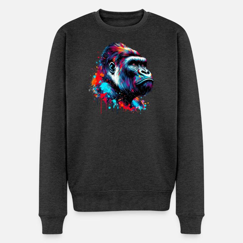 Gorilla - Männer Premium Bio Pullover - Anthrazit meliert