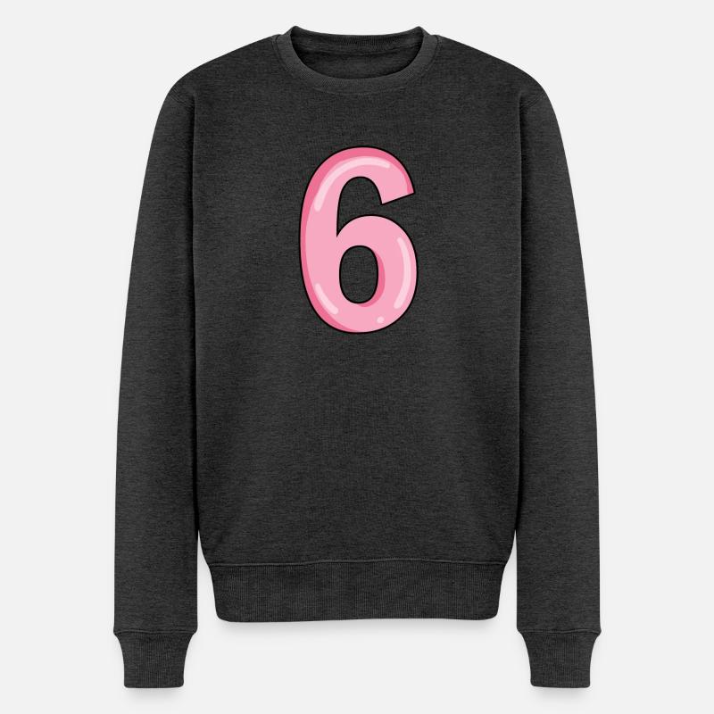 Zahl 6 Nummer - Männer Premium Bio Pullover - Anthrazit meliert