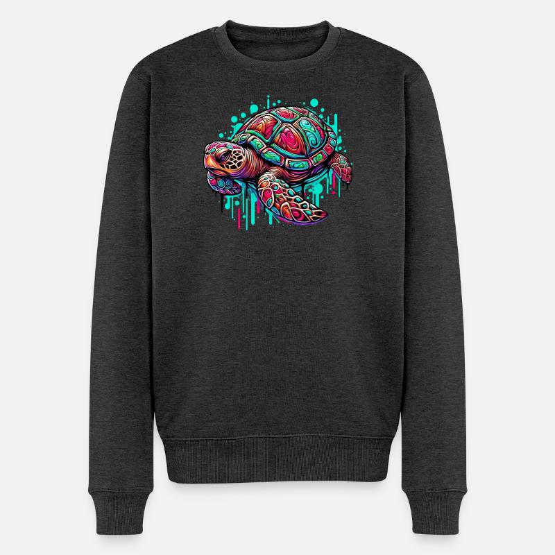 Schildkröte - Männer Premium Bio Pullover - Anthrazit meliert