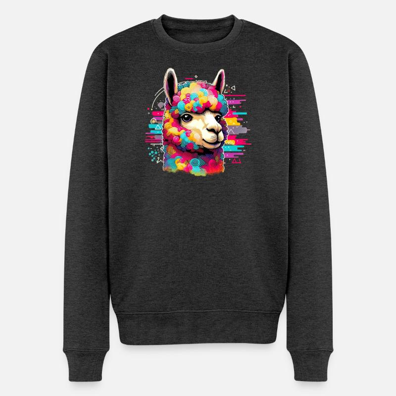 Alpaka - Männer Premium Bio Pullover - Anthrazit meliert