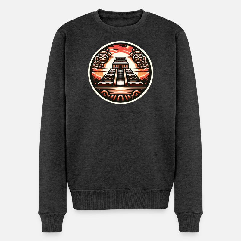 Maya Temple - Männer Premium Bio Pullover - Anthrazit meliert