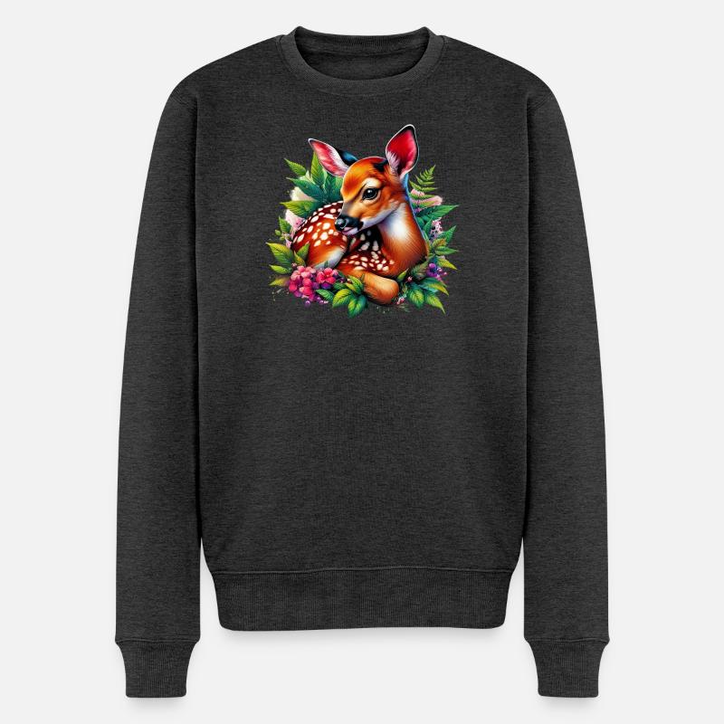 Rehbraun - Männer Premium Bio Pullover - Anthrazit meliert