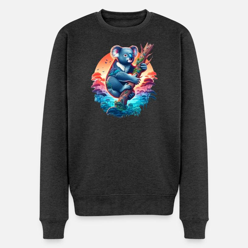 Koala - Männer Premium Bio Pullover - Anthrazit meliert