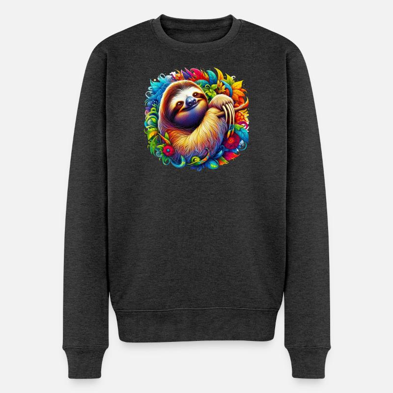 Faultier - Männer Premium Bio Pullover - Anthrazit meliert