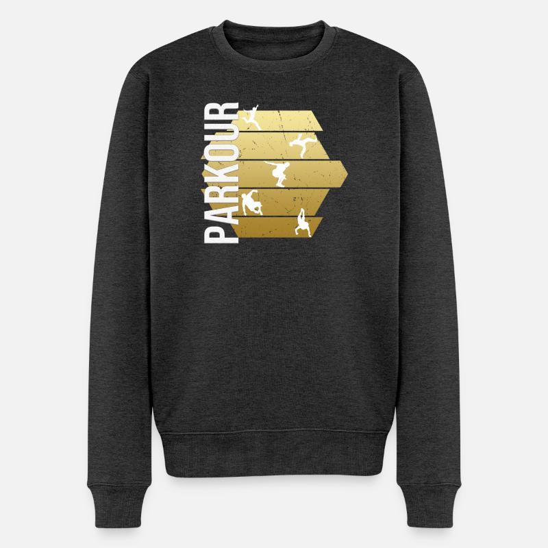 Parkour - Männer Premium Bio Pullover - Anthrazit meliert