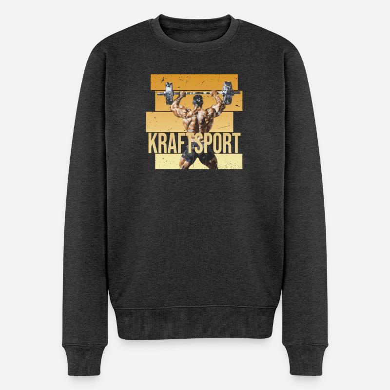 Kraftsport - Männer Premium Bio Pullover - Anthrazit meliert