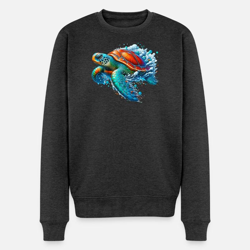 Schildkröte - Männer Premium Bio Pullover - Anthrazit meliert
