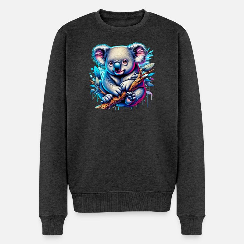Koala - Männer Premium Bio Pullover - Anthrazit meliert